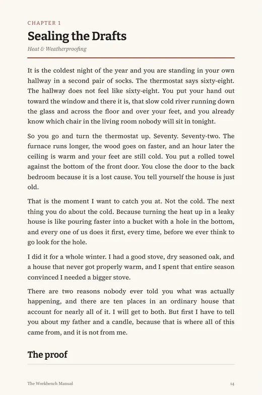 The first page of chapter one, Sealing the Drafts